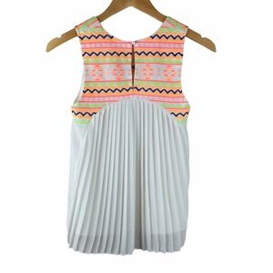 Sugarlips White n Brights Embroidered Pleat Top XS